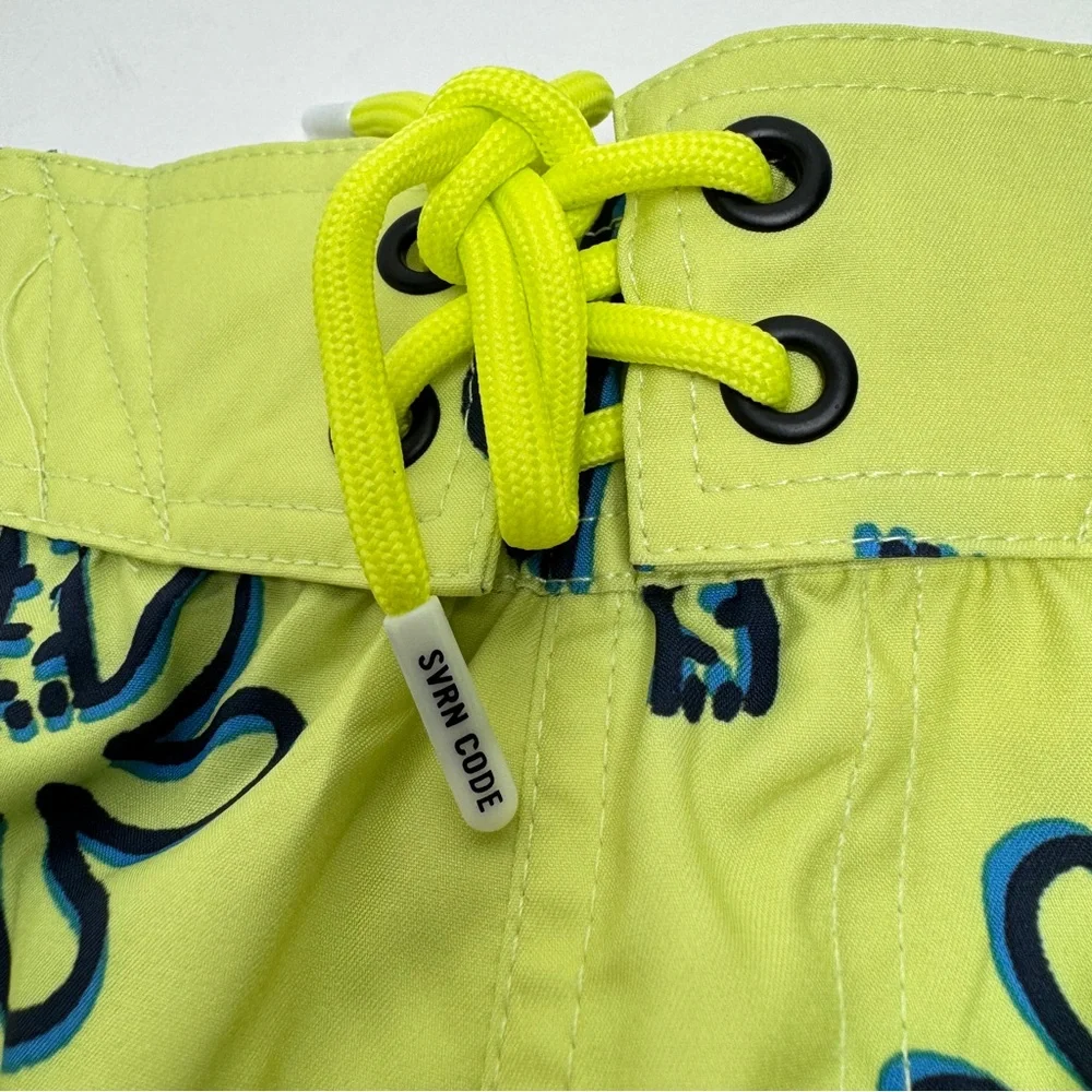 SVRN‎ Sovereign Code Swim Trunks Mens Medium Yellow Hawaiian Board Shorts NEW